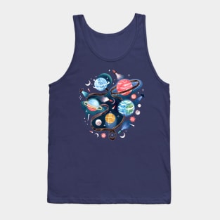 Highway to Intergalactic Adventure - Blue, Pink & Yellow Tank Top